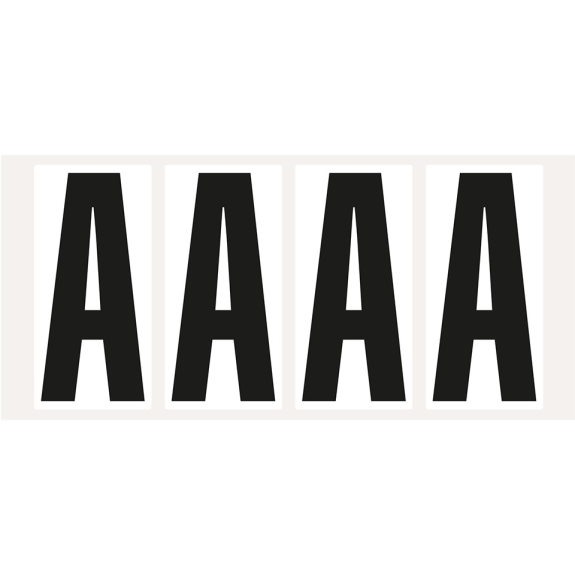 Buchstabe A, weiß/schwarz, Folie, Schrifthöhe 95mm, 47x98mm, 80 Stück/Packung-Beschreibung lesen