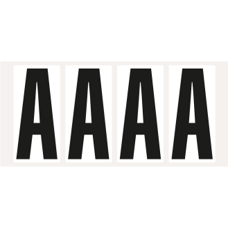 Buchstabe A, weiß/schwarz, Folie, Schrifthöhe 95mm, 47x98mm, 80 Stück/Packung-Beschreibung lesen