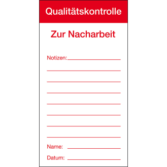 Qualitätsaufkleber Qualitätskontrolle-Zur Nacharbeit, Papier, 80x150mm, 100/Block-Beschreibung lesen