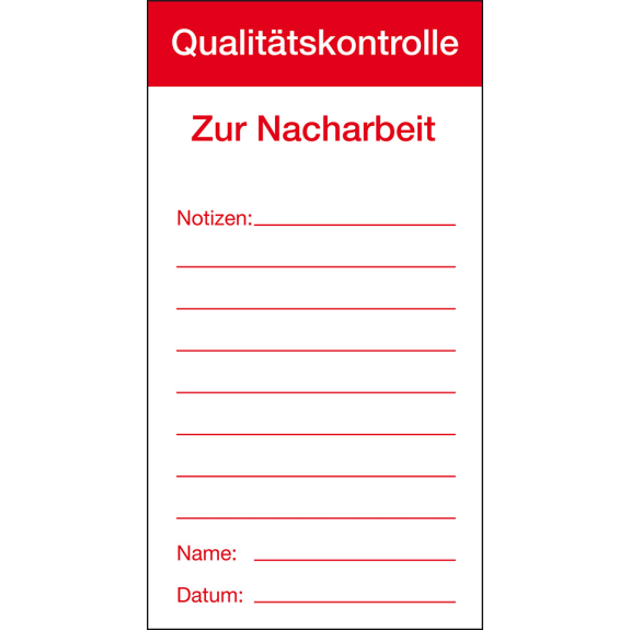 Qualitätsaufkleber Qualitätskontrolle-Zur Nacharbeit, Papier, 80x150mm, 100/Block-Beschreibung lesen