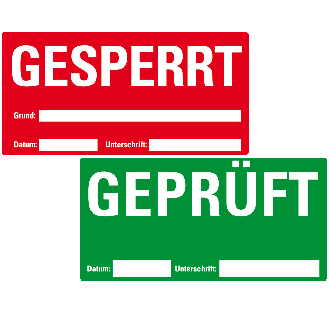 Etikett GESPERRT, beschriftbar, rot, Haftpapier, ablösbar, 148x74mm, 500/Rolle-Beschreibung lesen