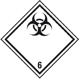 Gefahrgutzettel (Placards) Kl.6.2 Ansteckungsgef.., Folie, seewasserbeständig, 250x250mm, IMDG-Code, GGVSEB, ADR, IATA-Beschreibung lesen