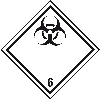Gefahrgutzettel (Placards) Kl.6.2 Ansteckungsgef.., Folie, seewasserbeständig, 250x250mm, IMDG-Code, GGVSEB, ADR, IATA