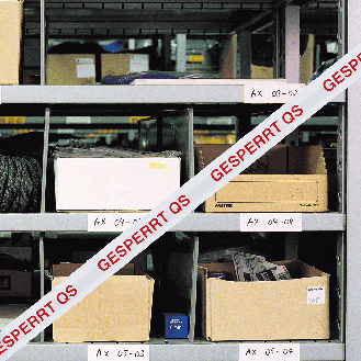 Klebeband Gesperrt QS, weiß/rot, Polypropylen, selbstklebend, 50mm, 66m/Rolle-Beschreibung lesen