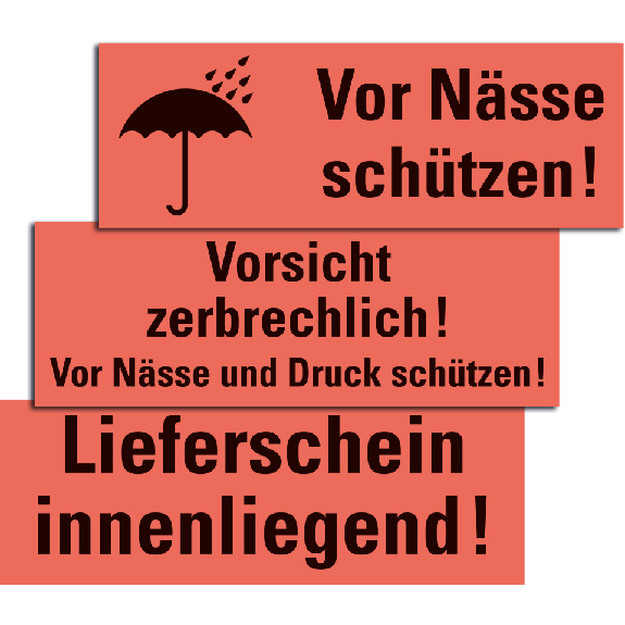 Hinweisetikett Vorsicht Hochempf..., leuchtrot, permanent haftendes Haftpapier, 147x50mm, 250/RO-Beschreibung lesen