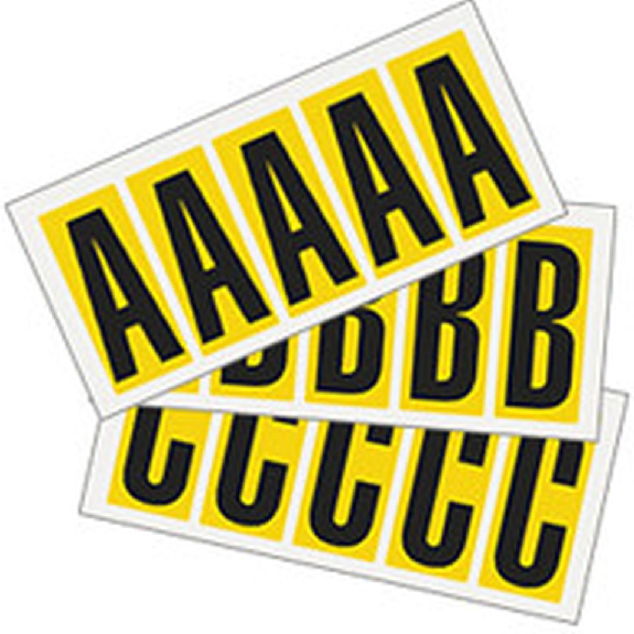 Kombipackung Buchstabe A-Z, gelb/schwarz, Folie, SH 15mm, 14x19mm, 36 je Buchst./PAK-Beschreibung lesen