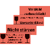 Hinweisetikett Bruchgefahr, 4-spr., leuchtrot, permanent haftendes Haftpapier, 170x60mm, 250/RO