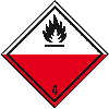 Verpackungskennzeichen Kl.4.2 Selbstentz.St., 100x100mm, Folie, seewasserbeständig, 500/Rolle, IMDG-Code, GGVSEB, ADR