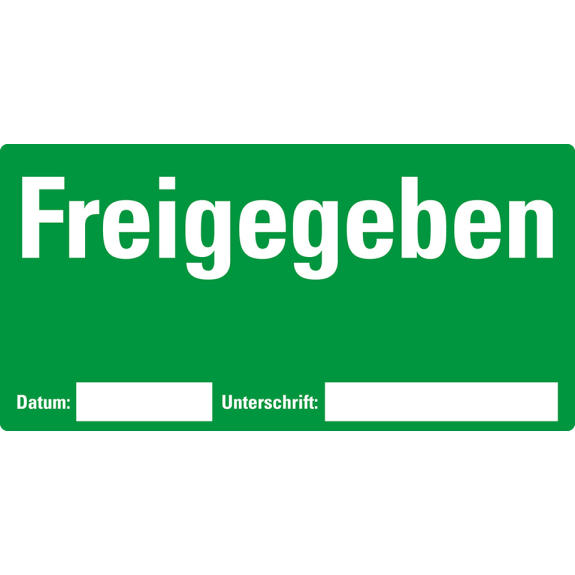 Etikett Freigegeben, beschriftbar, grün, Haftpapier, ablösbar, 148x74mm, 500/Rolle-Beschreibung lesen