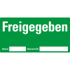 Etikett Freigegeben, beschriftbar, grün, Haftpapier, ablösbar, 148x74mm, 500/Rolle