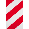 Warntafel, Typ B2, rot/weiß schraffiert, Folie, retroreflektierend RA1, 564x282mm, nach StVO Warntafel, Typ B2, rot/weiß schraffiert, Folie, retroreflektierend RA1, 564x282mm, nach StVO