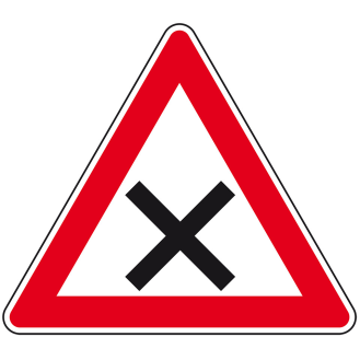 Verkehrszeichen Kreuzung oder Einmündung, Nr.102, Aluminium RA1, reflektierend, SL 900mm, DIN 67520-Beschreibung lesen