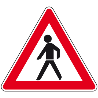 Verkehrszeichen Fußgänger, Aufst rechts, Nr.133-10, Aluminium RA1, reflektierend, SL 900mm, DIN 67520, nach StVO-Beschreibung lesen