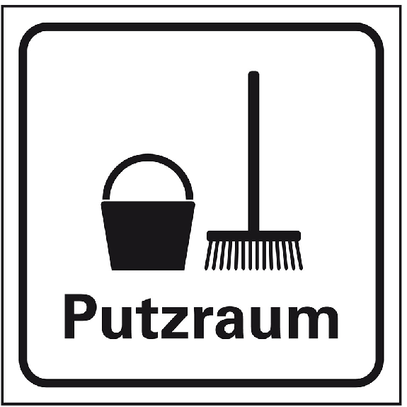 Standard Piktogramm Putzraum, weiß/schwarz, Folie, selbstklebend, 150x150mm Standard Piktogramm Putzraum, weiß/schwarz, Folie, selbstklebend, 150x150mm-Beschreibung lesen
