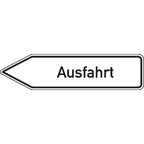 Wegweiser Ausfahrt, linksweisend, Aluminium RA0, reflektierend, 1400x350mm, DIN 67520 Wegweiser Ausfahrt, linksweisend, Aluminium RA0, reflektierend, 1400x350mm, DIN 67520-Beschreibung lesen