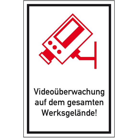 Hinweisschild Videoüberwachung auf dem gesamten Werksgelände, Aluminium, 400x600mm Hinweisschild Videoüberwachung auf dem gesamten Werksgelände, Aluminium, 400x600mm-Beschreibung lesen