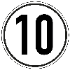Geschwindigkeits-Schild 10 km/h, StVZO § 58, Folie, selbstklebend, Ø 200mm Geschwindigkeits-Schild 10 km/h, StVZO § 58, Folie, selbstklebend, Ø 200mm