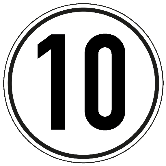 Geschwindigkeits-Schild 10 km/h, StVZO § 58, Folie, selbstklebend, Ø 200mm Geschwindigkeits-Schild 10 km/h, StVZO § 58, Folie, selbstklebend, Ø 200mm-Beschreibung lesen