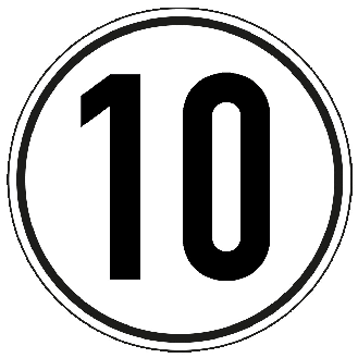 Geschwindigkeits-Schild 10 km/h, StVZO § 58, Folie, selbstklebend, Ø 200mm-Beschreibung lesen