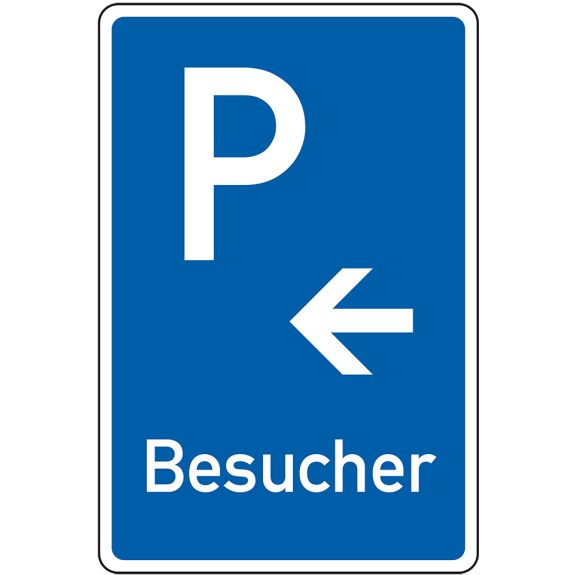 Parkplatzschild Besucher mit Pfeil links, Aluminium RA0, reflektierend, 600x900mm, DIN 67520 Parkplatzschild Besucher mit Pfeil links, Aluminium RA0, reflektierend, 600x900mm, DIN 67520-Beschreibung lesen