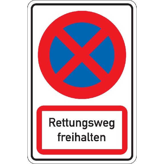Kombischild Parkverbot - Rettungsweg freihalten, Aluminium RA0, reflektierend, 600x900mm, DIN 67520 Kombischild Parkverbot - Rettungsweg freihalten, Aluminium RA0, reflektierend, 600x900mm, DIN 67520-Beschreibung lesen