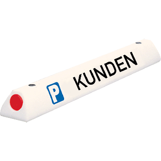 Parkplatzbegrenzung KUNDEN, mit 2 roten Reflektoren, weiß, 900x100x90mm-Beschreibung lesen