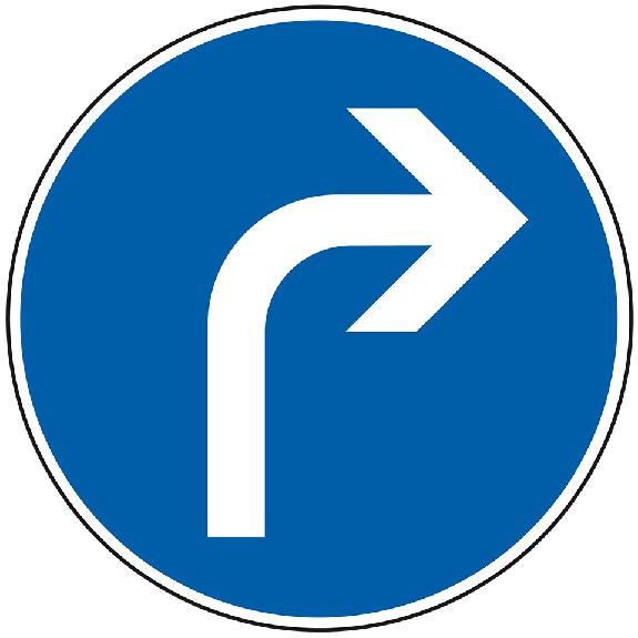 Verkehrszeichen Fahrtrichtung rechts, Nr.209, Aluminium RA2, reflektierend, Ø 600mm, DIN 67520, nach StVO-Lire la description