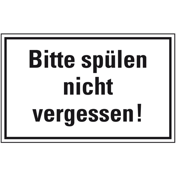 Hinweisschild Spülen nicht vergessen!, Folie, selbstklebend, 150x100mm-Leggi tutto
