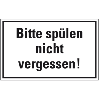 Hinweisschild Spülen nicht vergessen!, Folie, selbstklebend, 150x100mm-Beschreibung lesen