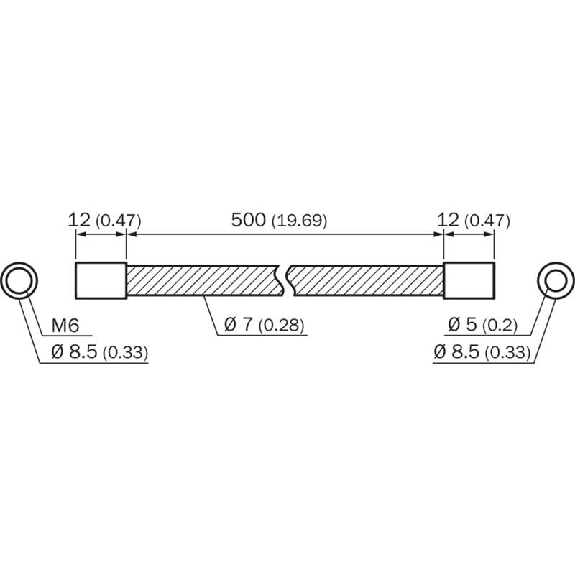 Gaine métal pour fibres optiques LL3, tête à tarauder M6, lg 500mm - BEF-LL3M6500-Lire la description