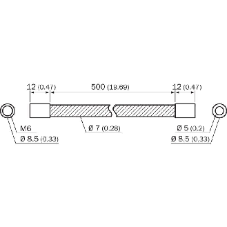 Gaine métal pour fibres optiques LL3, tête à tarauder M6, lg 500mm - BEF-LL3M6500-Lire la description