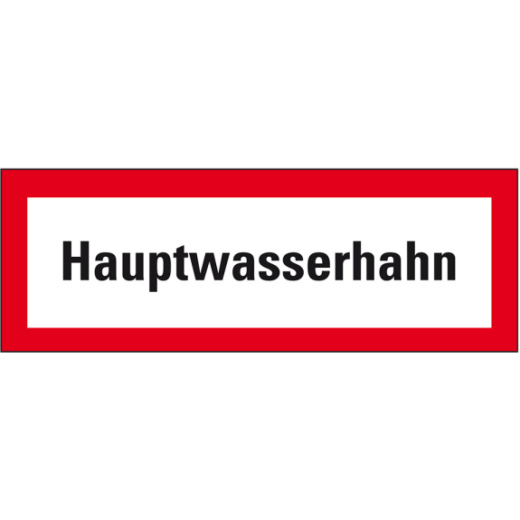 Feuerwehrzeichen Hauptwasserhahn, Kunststoff, 297x105mm, DIN 4066 Feuerwehrzeichen Hauptwasserhahn, Kunststoff, 297x105mm, DIN 4066-Beschreibung lesen
