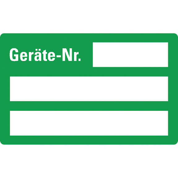 Inventaretikett Geräte-Nr., grün, Dokumentenfolie, selbstklebend, 50x25mm, 9/Bogen-Beschreibung lesen