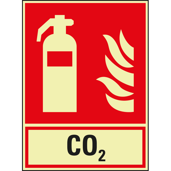 PERMALIGHT power langnachleuchtend Brandschutz-Kombischild Feuerlöscher CO2, Aluminium, 200x270mm, ASR ISO 7010 F001-Leggi tutto