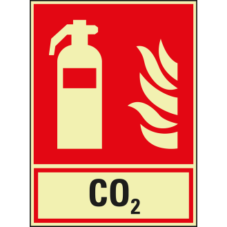 PERMALIGHT power langnachleuchtend Brandschutz-Kombischild Feuerlöscher CO2, Aluminium, 200x270mm, ASR ISO 7010 F001-Beschreibung lesen