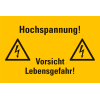 Warn-Kombischild Hochspannung! Vorsicht Lebensgefahr!, Kunststoff, 200x120mm, ASR A1.3, DIN EN ISO 7010 W012