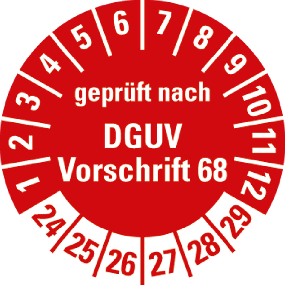 Prüfplakette gepr.n. DGUV Vorschrift 68,24-29,rot,Folie,selbst.,Ø 30mm,10/Bogen Prüfplakette gepr.n. DGUV Vorschrift 68,24-29,rot,Folie,selbst.,Ø 30mm,10/Bogen-Beschreibung lesen