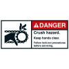 ANSI-Aufkleber DANGER Crush hazard,Hand/Ketten.,UL anerk.,Folie,70x160mm,2/BOG ANSI-Aufkleber DANGER Crush hazard,Hand/Ketten.,UL anerk.,Folie,70x160mm,2/BOG