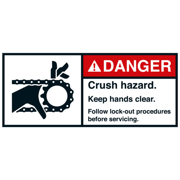 ANSI-Aufkleber DANGER Crush hazard,Hand/Ketten.,UL anerk.,Folie,70x160mm,2/BOG ANSI-Aufkleber DANGER Crush hazard,Hand/Ketten.,UL anerk.,Folie,70x160mm,2/BOG-Beschreibung lesen