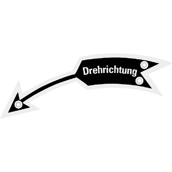 Drehrichtungspfeil, linksweisend, mit Text, schwarz, Aluminium eloxiert, 105x21mm Drehrichtungspfeil, linksweisend, mit Text, schwarz, Aluminium eloxiert, 105x21mm-Beschreibung lesen