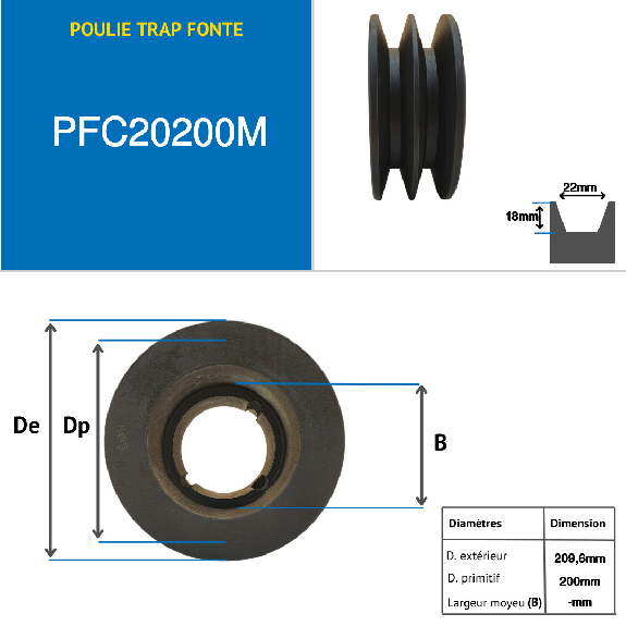 Pulegge Pulegge trapezoidali con mozzo smontabile PFC20200M Puleggia trapezoidale in ghisa tipo SPC / C con mozzo smontabile serie 2517 con 2 gole, passo diametro 200 mm Pulegge Pulegge trapezoidali con mozzo smontabile PFC20200M Puleggia trapezoidale in ghisa tipo SPC / C con mozzo smontabile serie 2517 con 2 gole, passo diametro 200 mm-Leggi tutto