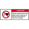 Produktsicherheitsschild Gefahr - Starkes magnetisches Feld, RoHS konform, Folie, 200x75mm, ISO 3864-2