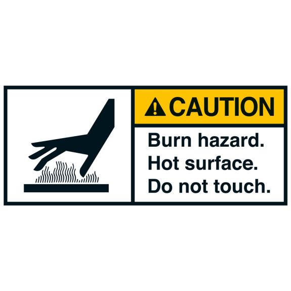 ANSI-Aufkleber CAUTION Burn hazard.Hot surface,UL anerk.,Folie,35x80mm,2/Bogen ANSI-Aufkleber CAUTION Burn hazard.Hot surface,UL anerk.,Folie,35x80mm,2/Bogen-Beschreibung lesen