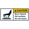 ANSI-Aufkleber CAUTION Burn hazard.Hot surface,UL anerk.,Folie,35x80mm,2/Bogen ANSI-Aufkleber CAUTION Burn hazard.Hot surface,UL anerk.,Folie,35x80mm,2/Bogen