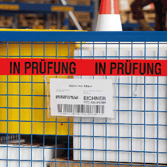 Qualitätsband IN PRÜFUNG, rot/schwarz, Polypropylen, selbstklebend, 50mm, 66m/Rolle-Beschreibung lesen