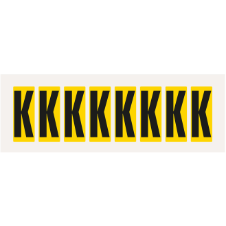 Buchstabe K, gelb/schwarz, Folie, Schrifthöhe 50mm, 22x57mm, 160 Stück/Packung-Beschreibung lesen