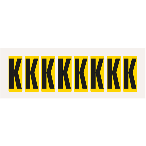 Buchstabe K, gelb/schwarz, Folie, Schrifthöhe 50mm, 22x57mm, 160 Stück/Packung Buchstabe K, gelb/schwarz, Folie, Schrifthöhe 50mm, 22x57mm, 160 Stück/Packung-Beschreibung lesen