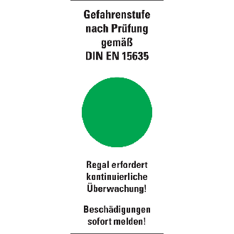 Hinweisetikett Gefahrenstufe grün, kontinuierl.Überwachung!Folie, 40x100mm, 5/Bogen-Beschreibung lesen