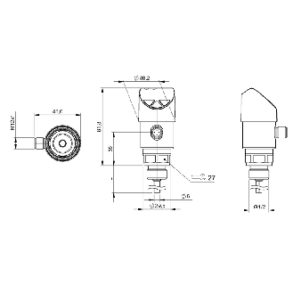 Sonde en contact avec le fluide Pt100, PNP/0-10V, -20...80°C, G1/2 - BFT 6050-HV003-A00A0C-S4 (BFT0016)-Lire la description