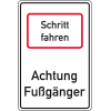 Hinweisschild Schritt fahren - Achtung Fußgänger, Aluminium RA0, reflektierend, 600x900mm, DIN 67520 Hinweisschild Schritt fahren - Achtung Fußgänger, Aluminium RA0, reflektierend, 600x900mm, DIN 67520